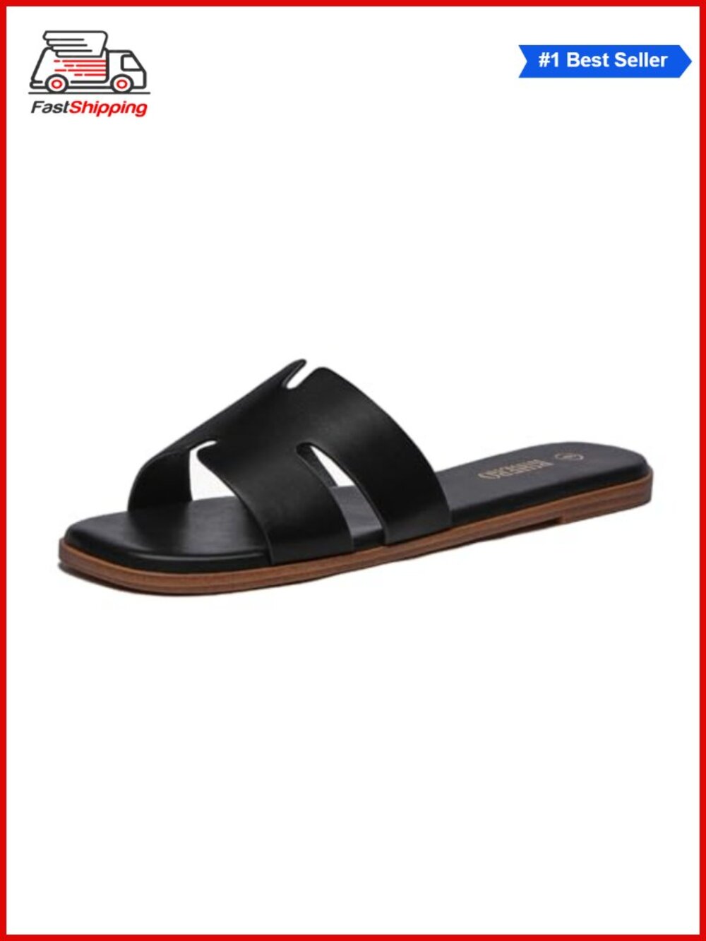 Rihero Flat Sandals Women Dressy Comfortable Slip On Leather Slide Sandals